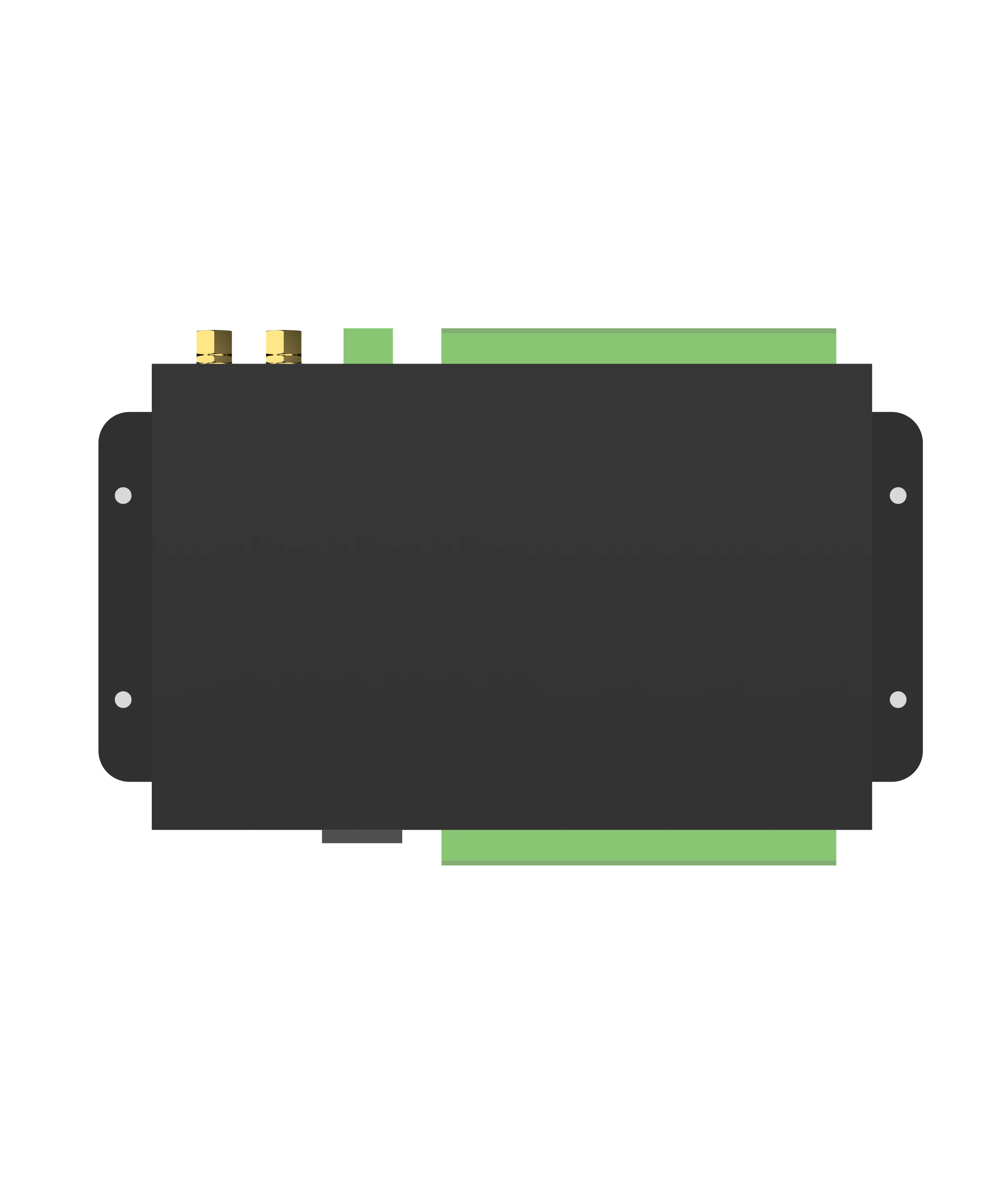 Back view of MacSync-L-STD-BO showing enclosure and wiring ports for RS485 and analog inputs
