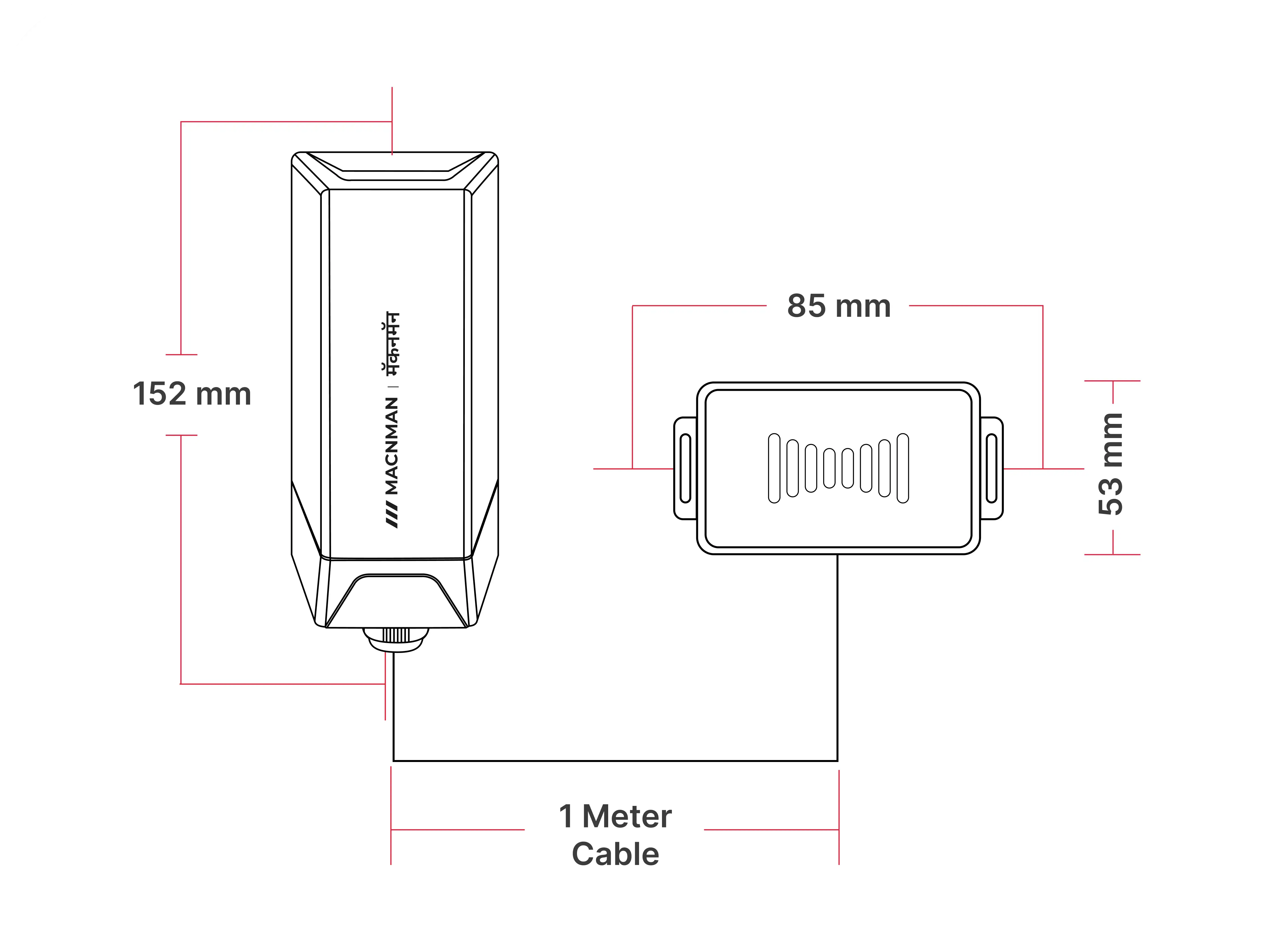 MacSync L Odor X2 LoRaWAN odor sensor mechanical dimensions and mounting layout