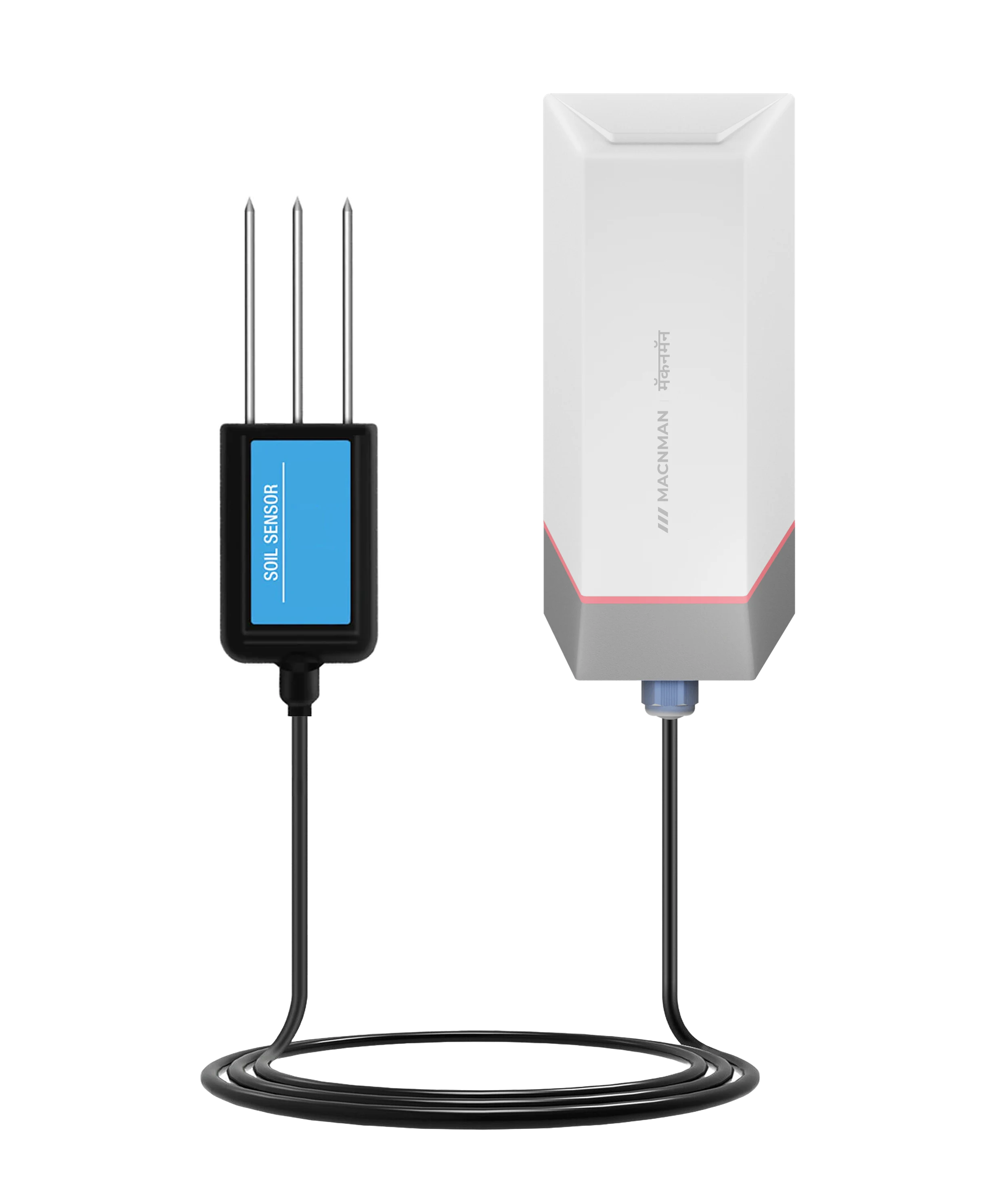 MacSync LSS X1 LoRaWAN soil NPK sensor front view for precision agriculture and smart farming
