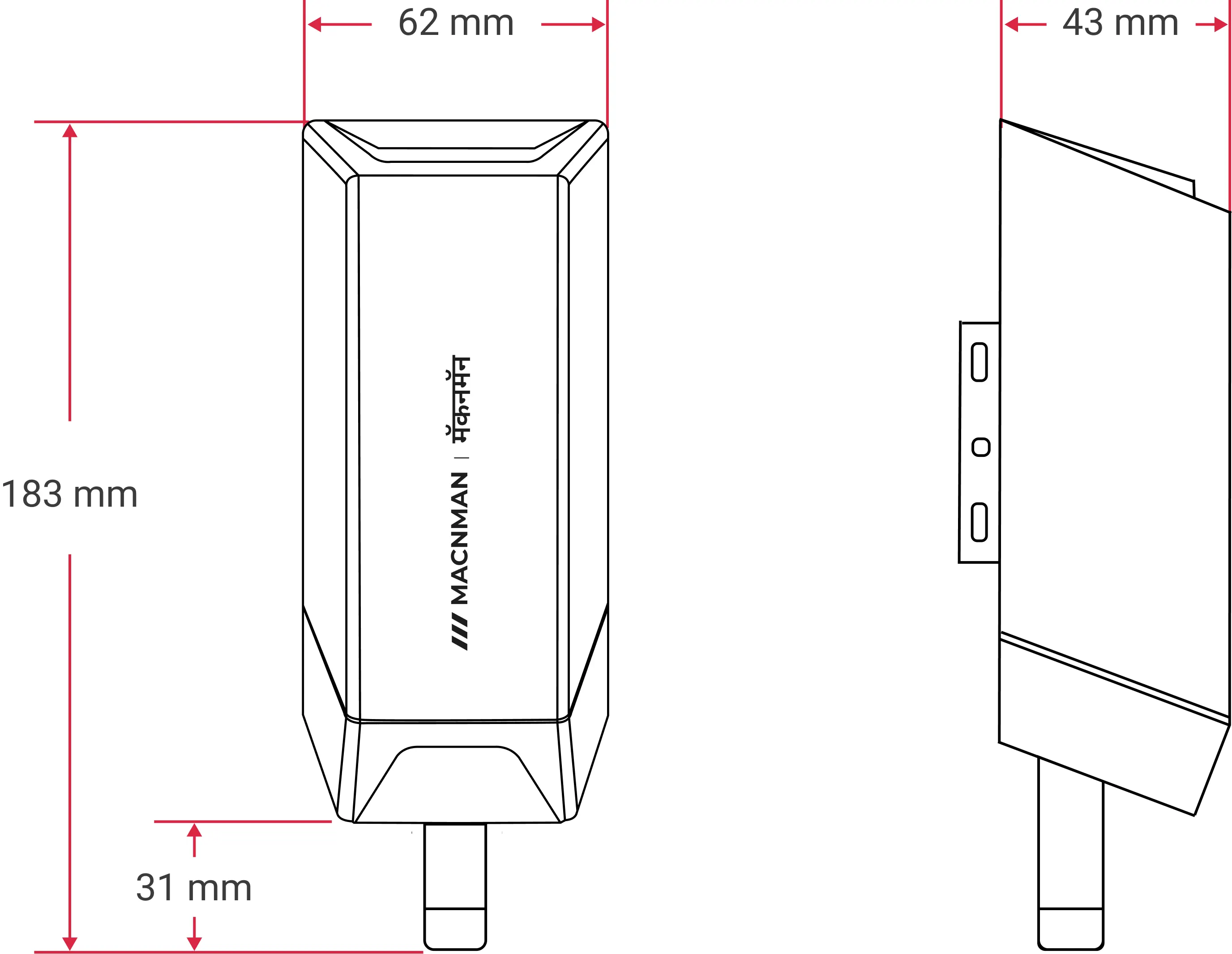 MacSync LTS X1 LoRaWAN temperature humidity sensor mechanical dimensions and mounting layout