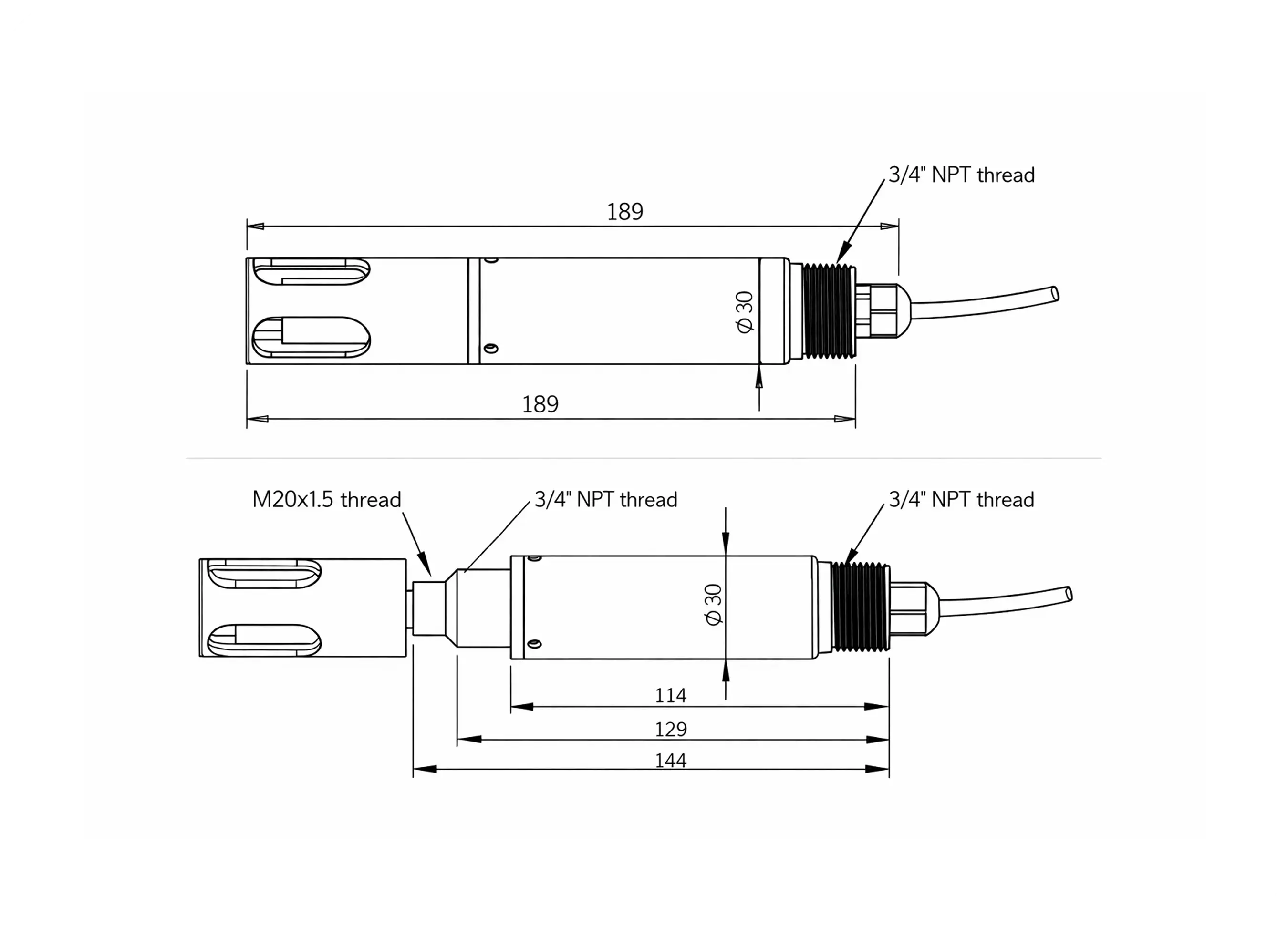 macsync lssx lorawan soil sensor detailed dimensions drawing image