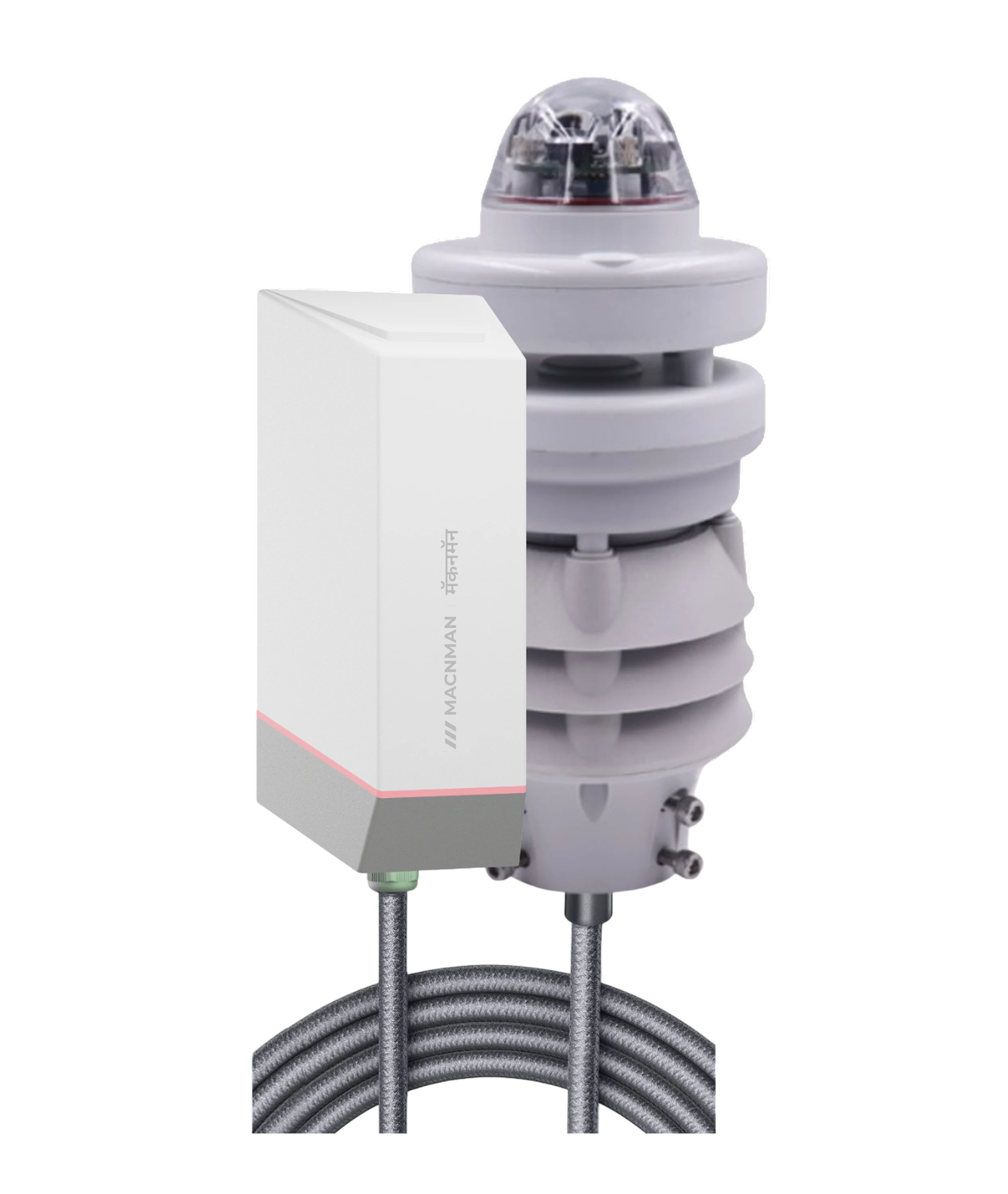 MacSync LWS X2 wireless weather monitoring station side view for smart agriculture and rainfall monitoring systems